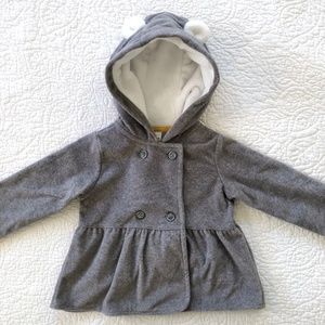 CARTER'S fleece hoodie w peplum, buttons. NEW 18mo